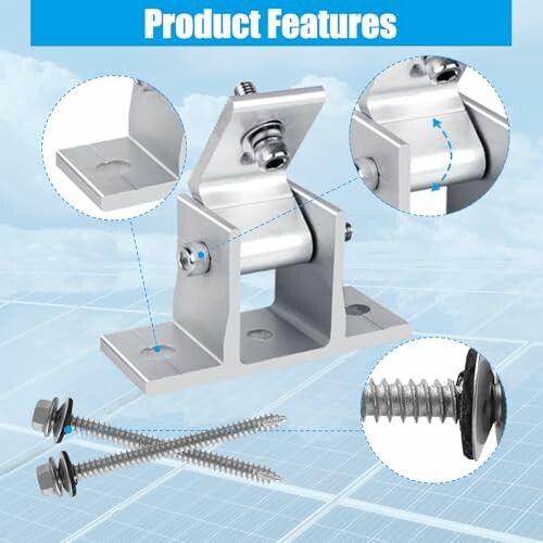 Solar panel mounting bracket with screws and detailed features