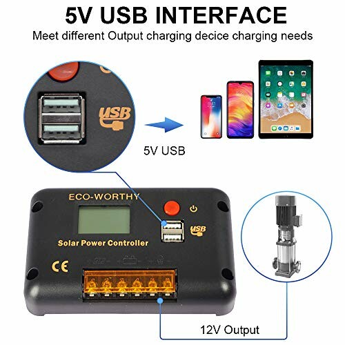 Solar power controller with 5V USB interface and 12V output